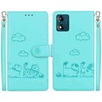 For Motorola Moto E13 Cute Cats RFID Leather Phone Case(Green)