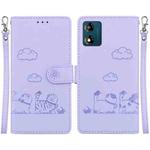 For Motorola Moto E13 Cute Cats RFID Leather Phone Case(Purple)