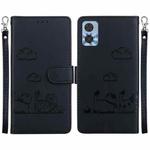 For Motorola Moto E22 / E22i Cute Cats RFID Leather Phone Case(Black)