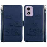 For Motorola Moto G04s / E14 Cute Cats RFID Leather Phone Case(Blue)