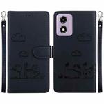 For Motorola Moto G04s / E14 Cute Cats RFID Leather Phone Case(Black)