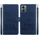 For Motorola Moto G14 Cute Cats RFID Leather Phone Case(Blue)