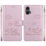 For Motorola Moto G34 5G Cute Cats RFID Leather Phone Case(Rose Gold)