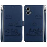 For Motorola Moto G34 5G Cute Cats RFID Leather Phone Case(Blue)