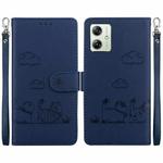 For Motorola Moto G54 Cute Cats RFID Leather Phone Case(Blue)