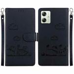 For Motorola Moto G54 Cute Cats RFID Leather Phone Case(Black)