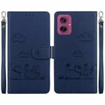 For Motorola Moto G55 Cute Cats RFID Leather Phone Case(Blue)