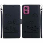 For Motorola Moto G55 Cute Cats RFID Leather Phone Case(Black)