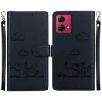 For Motorola Moto G84 Cute Cats RFID Leather Phone Case(Black)