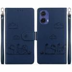 For Motorola Moto G85 Cute Cats RFID Leather Phone Case(Blue)