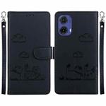 For Motorola Moto G85 Cute Cats RFID Leather Phone Case(Black)