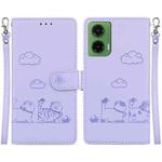 For Motorola Moto G35 Cute Cats RFID Leather Phone Case(Purple)