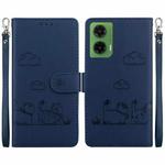 For Motorola Moto G35 Cute Cats RFID Leather Phone Case(Blue)