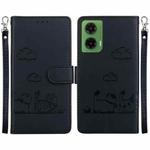 For Motorola Moto G35 Cute Cats RFID Leather Phone Case(Black)