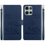 For Motorola Moto G75 5G Cute Cats RFID Leather Phone Case(Blue)