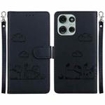 For Motorola Moto G75 5G Cute Cats RFID Leather Phone Case(Black)