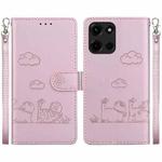 For Motorola Moto G 5G 2025 Cute Cats RFID Leather Phone Case(Rose Gold)