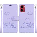 For Motorola Moto G05 / E15 Cute Cats RFID Leather Phone Case(Purple)