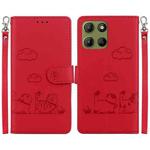 For Motorola Moto G15 Cute Cats RFID Leather Phone Case(Red)