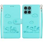 For Motorola Edge 60 Fusion / Edge 5G 2025 Cute Cats RFID Leather Phone Case(Green)