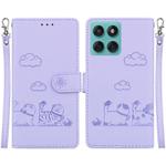 For Motorola Edge 60 Fusion / Edge 5G 2025 Cute Cats RFID Leather Phone Case(Purple)