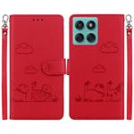 For Motorola Edge 60 Fusion / Edge 5G 2025 Cute Cats RFID Leather Phone Case(Red)