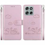 For Motorola Moto G56 5G / G66j 5G / G66y 5G Cute Cats RFID Leather Phone Case(Rose Gold)