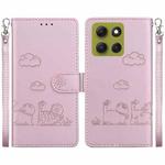 For Motorola Moto G86 5G Cute Cats RFID Leather Phone Case(Rose Gold)