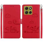 For Motorola Moto G86 5G Cute Cats RFID Leather Phone Case(Red)