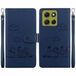 For Motorola Moto G86 5G Cute Cats RFID Leather Phone Case(Blue)