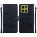For Motorola Moto G86 5G Cute Cats RFID Leather Phone Case(Black)