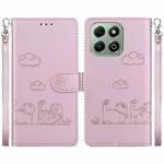 For Honor X6b Cute Cats RFID Leather Phone Case(Rose Gold)