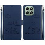 For Honor X6b Cute Cats RFID Leather Phone Case(Blue)