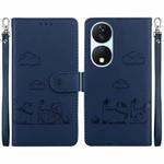 For Honor X7b / Play 50 Plus Cute Cats RFID Leather Phone Case(Blue)