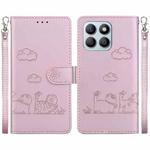 For Honor X8b Cute Cats RFID Leather Phone Case(Rose Gold)