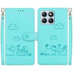 For Honor X8b Cute Cats RFID Leather Phone Case(Green)