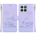 For Honor X8b Cute Cats RFID Leather Phone Case(Purple)