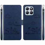 For Honor X8b Cute Cats RFID Leather Phone Case(Blue)