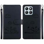 For Honor X8b Cute Cats RFID Leather Phone Case(Black)