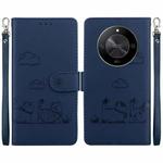 For Honor X9b / Magic6 Lite Cute Cats RFID Leather Phone Case(Blue)