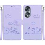 For Honor 70 Cute Cats RFID Leather Phone Case(Purple)