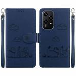 For Honor 200 Lite Global Cute Cats RFID Leather Phone Case(Blue)