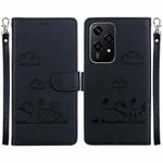 For Honor 200 Lite Global Cute Cats RFID Leather Phone Case(Black)