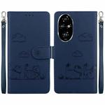 For Honor 200 Pro 5G Cute Cats RFID Leather Phone Case(Blue)