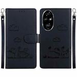 For Honor 200 Pro 5G Cute Cats RFID Leather Phone Case(Black)