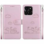 For Honor X6a Cute Cats RFID Leather Phone Case(Rose Gold)