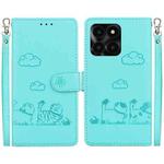 For Honor X6a Cute Cats RFID Leather Phone Case(Green)