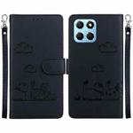 For Honor X8 5G Cute Cats RFID Leather Phone Case(Black)