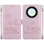 For Honor X9a Cute Cats RFID Leather Phone Case(Rose Gold)