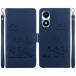 For Honor X5 Plus / Play 40C Cute Cats RFID Leather Phone Case(Blue)